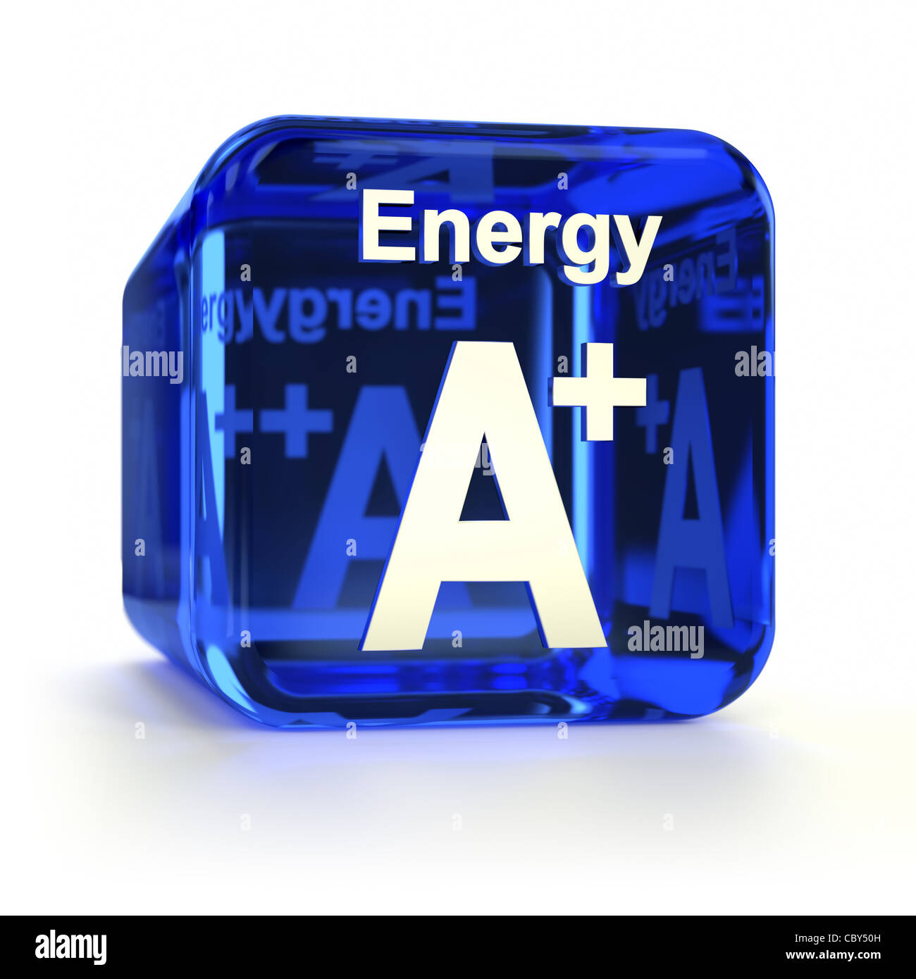 Blue energy efficiency A+ rating computer icon. Part of an icon set ...