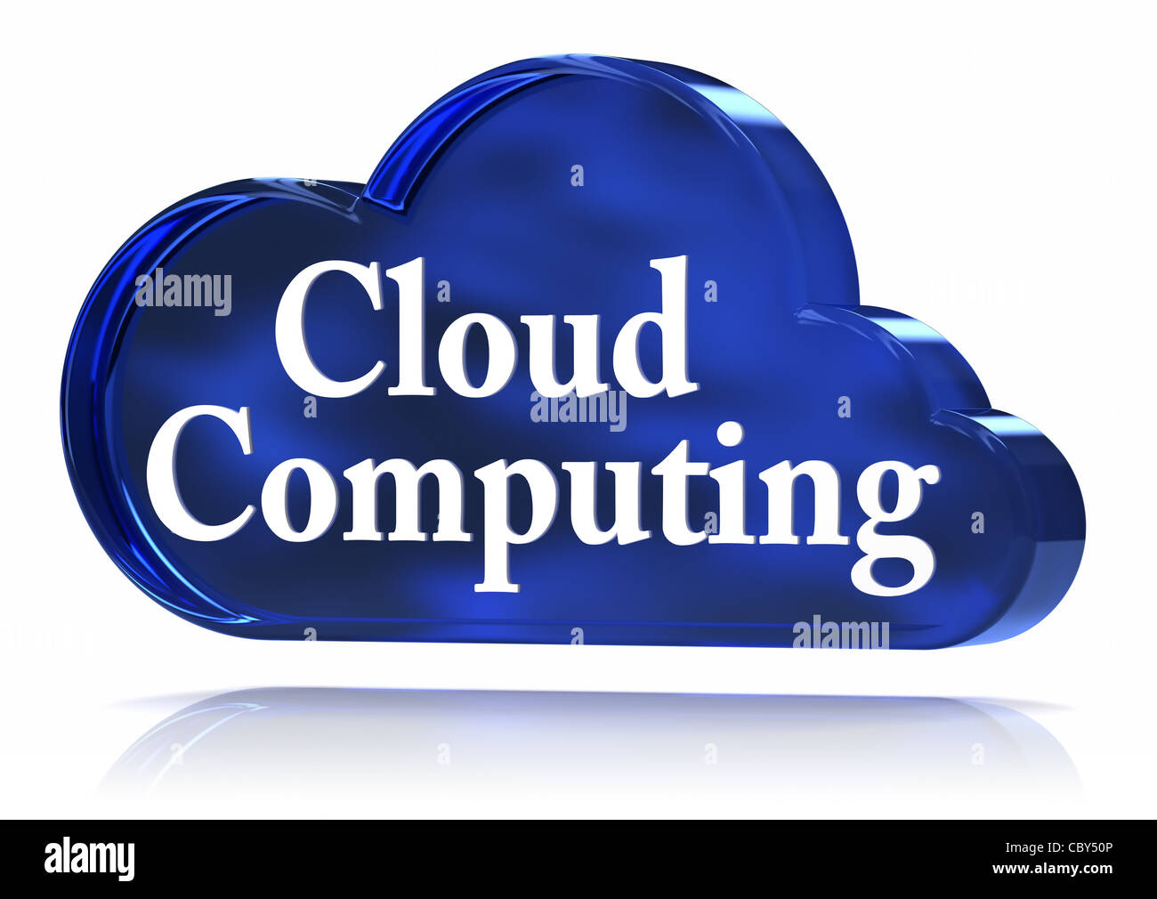 Cloud Computing 3D text upon a blue glass cloud. Part of a series Stock ...