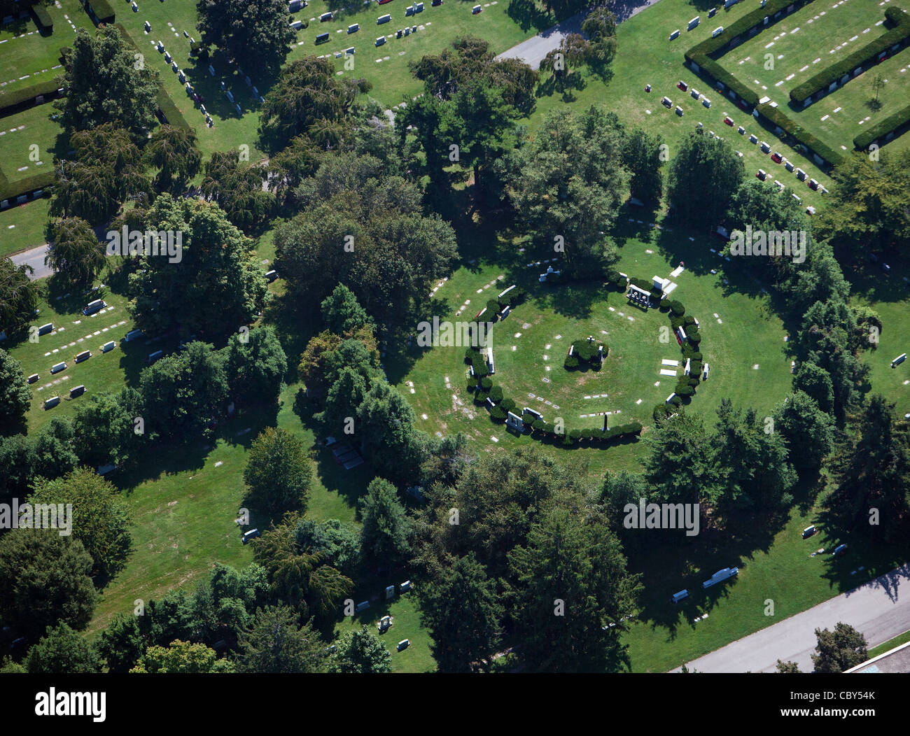 aerial photograph cemetery, Lexington, Kentucky Stock Photo