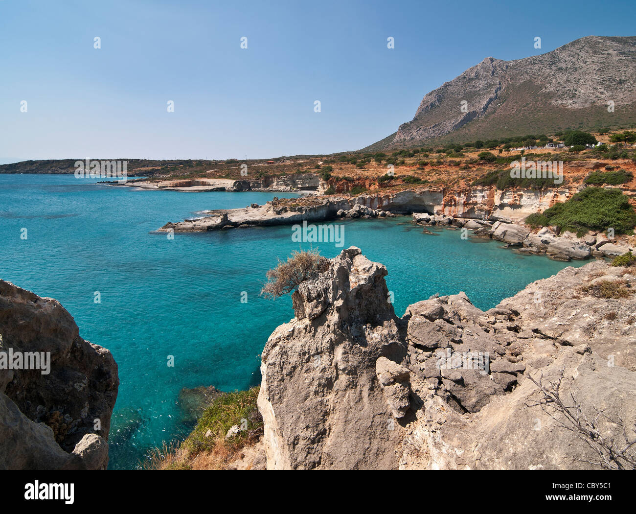 Agia Marina near Cape Maleas, south of Neapoli on the Vatika Peninsula, Lakonia, Peloponnese, Greece. Stock Photo