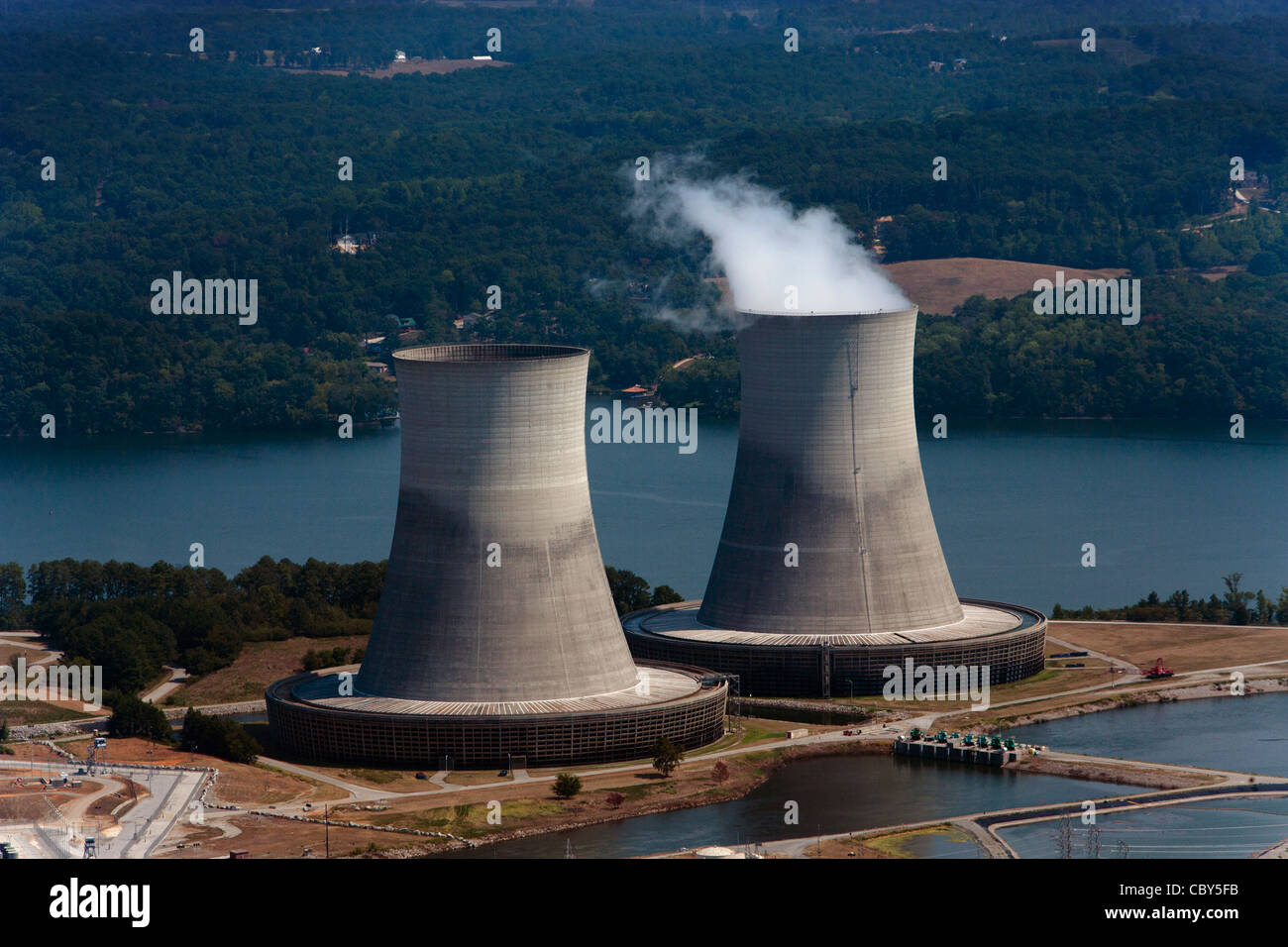 aerial photograph of Sequoyah Nuclear Power Plant Tennessee Valley Authority Chattanooga Stock Photo