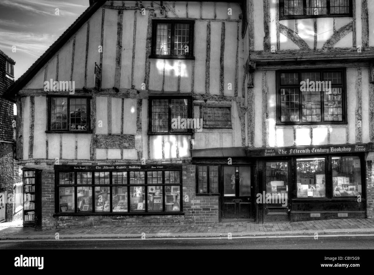 The Fifteenth Century Bookshop, High Street, Lewes, Sussex, England, Stock Photo