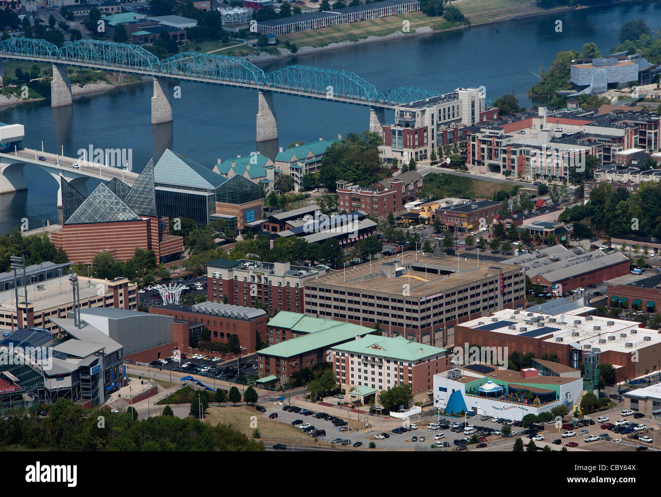 aerial photograph Tennessee Aquarium, Chattanooga, Tennessee Stock Photo