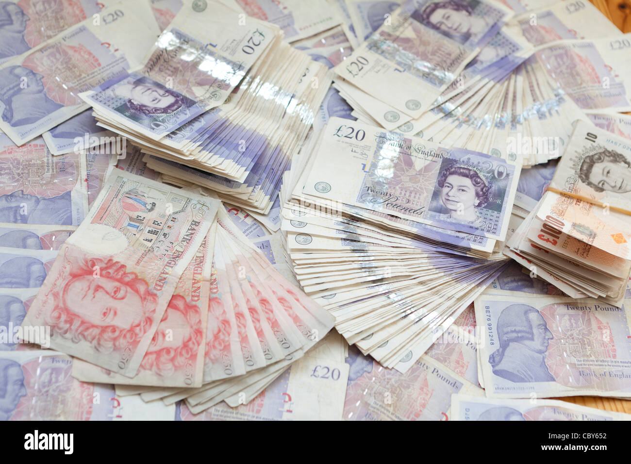 UK pound sterling banknotes Stock Photo