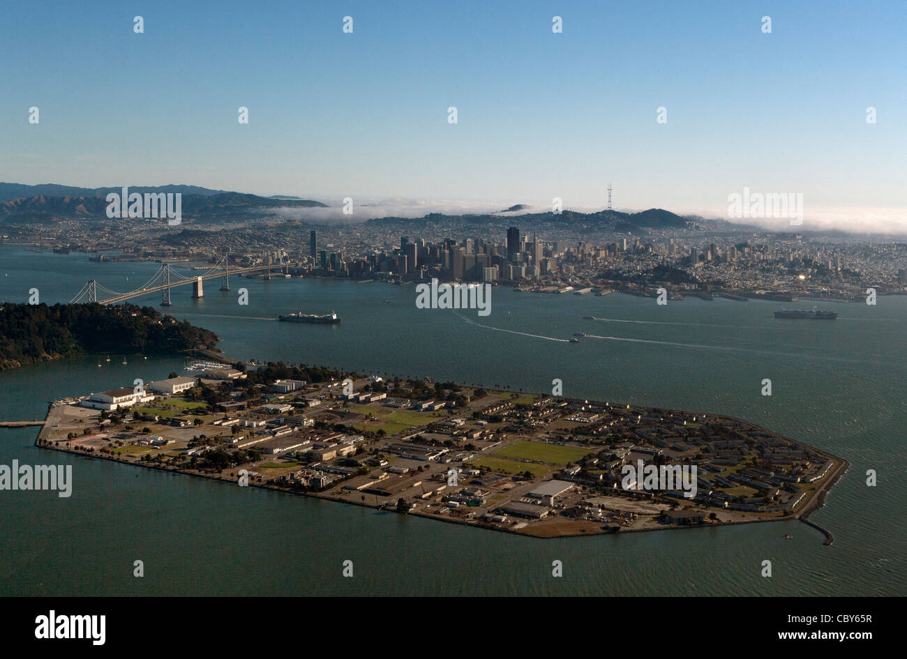 aerial photograph of Treasure Island, San Francisco Stock Photo