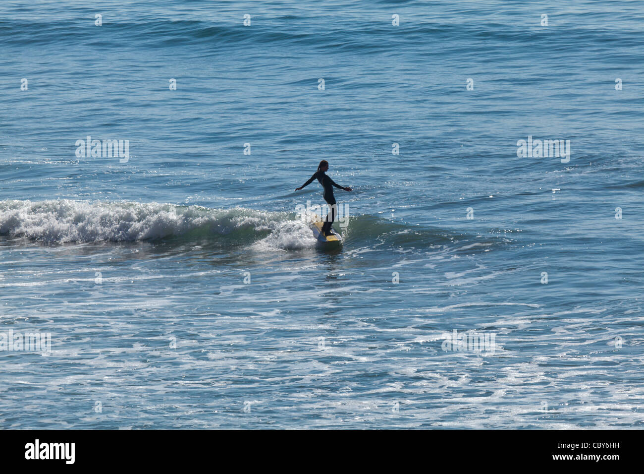 Surfer finishes a wave during the annual ONeill Surfing Competition in