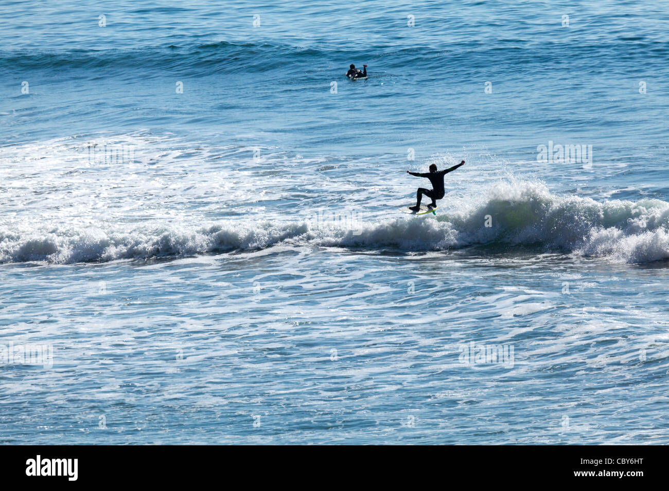 Surfer rides a wave during the annual ONeill Surfing Contest in Santa