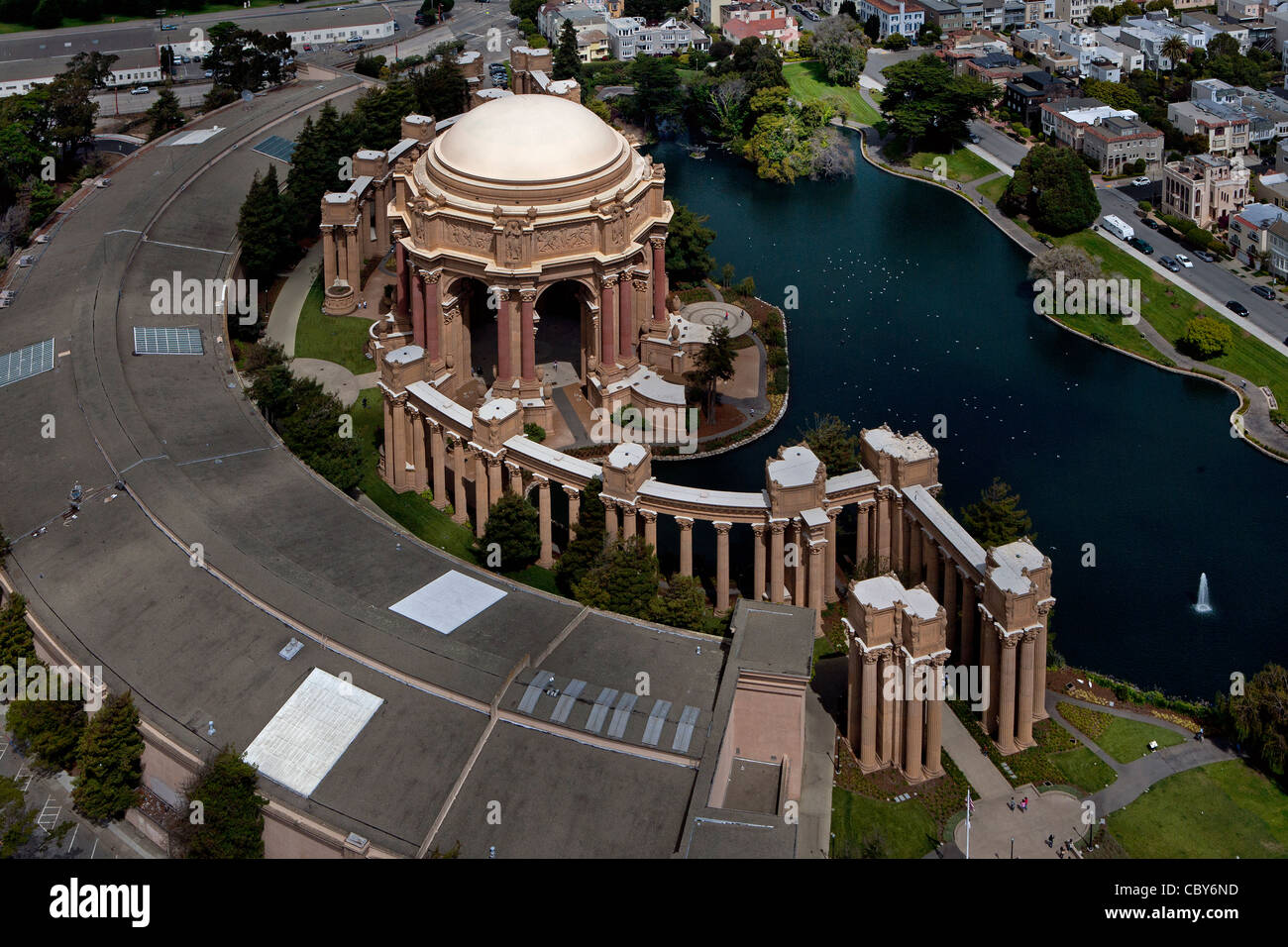 aerial photograph Palace of Fine Arts, San Francisco, California Stock Photo