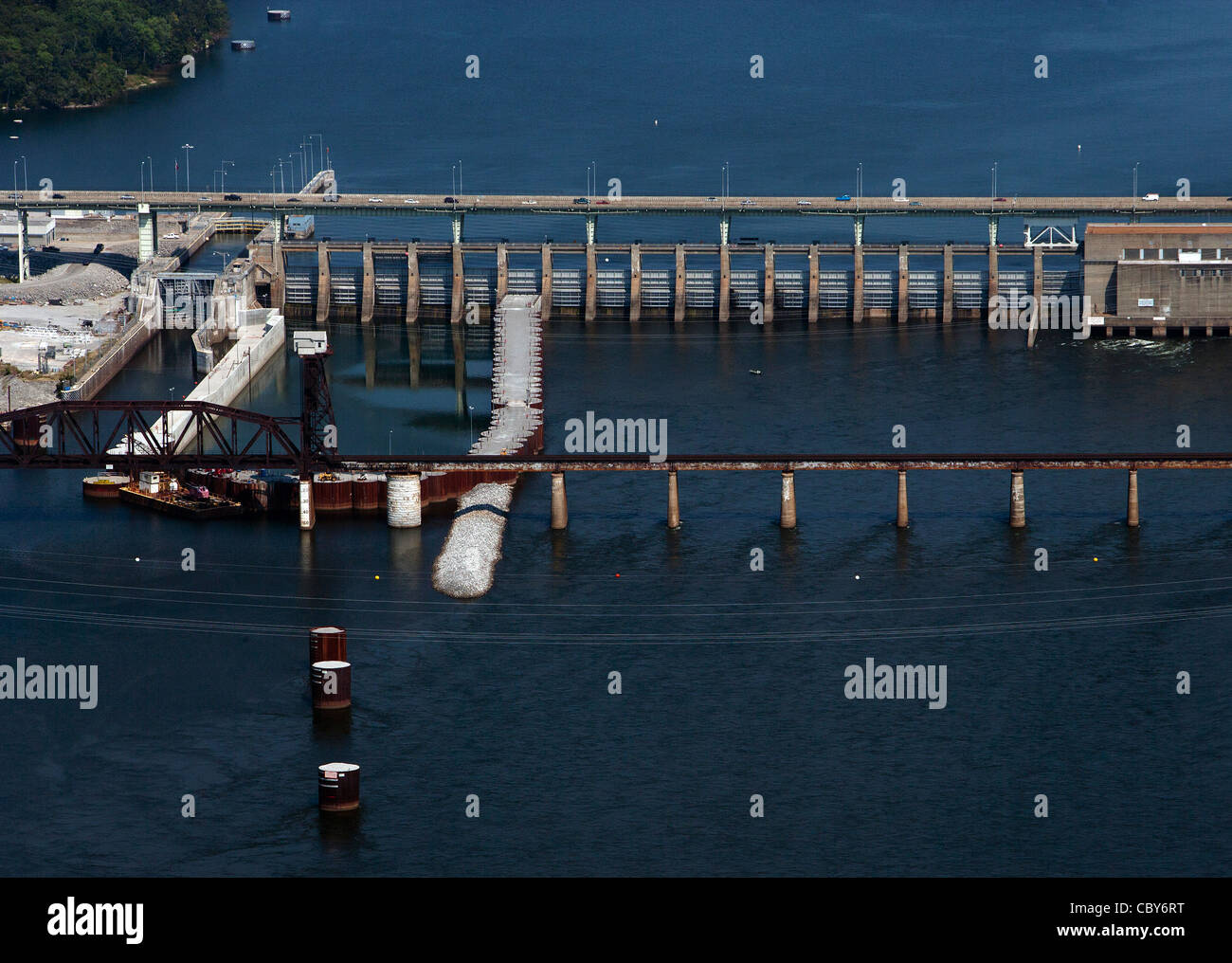 aerial photograph Chickamauga Dam Tennessee River Chattanooga Stock Photo