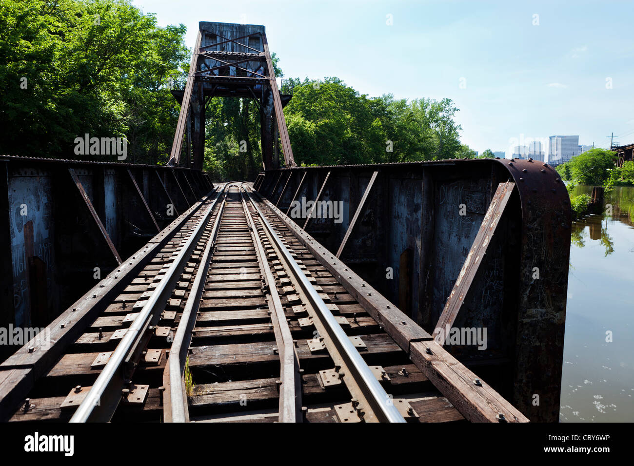 Great Shiplock Park railroad bridge, Virgnia Stock Photo