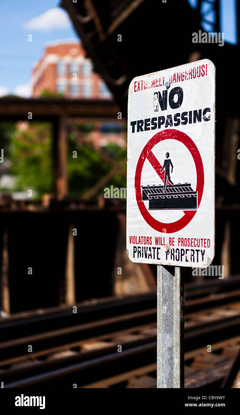 No Trespassing sign at the Great Shiplock Park in Virginia Stock Photo