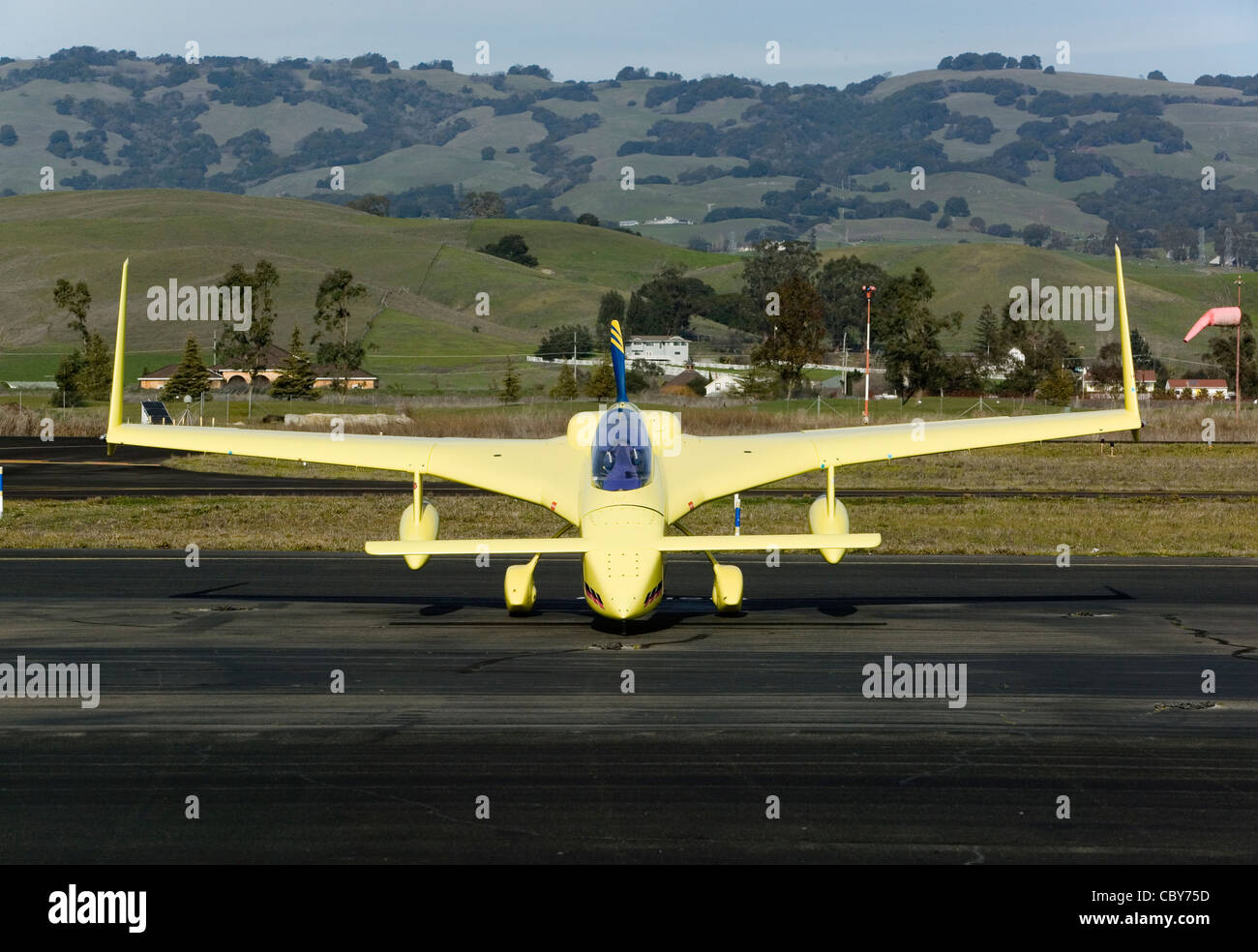Rutan Long-EZ, aircraft parked at Petaluma airport California Stock Photo