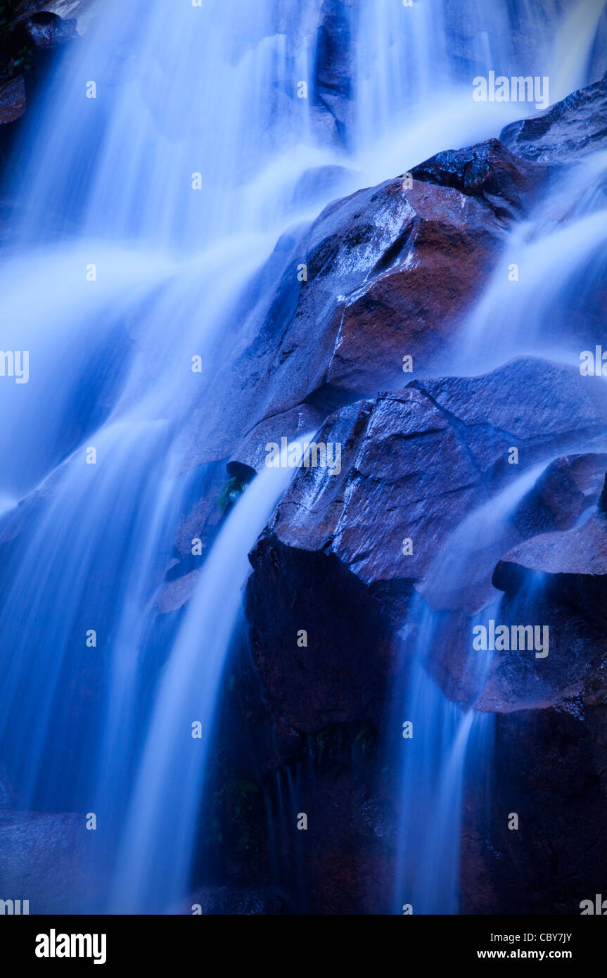 Nature waterfall in a early morning, bluetone. Stock Photo