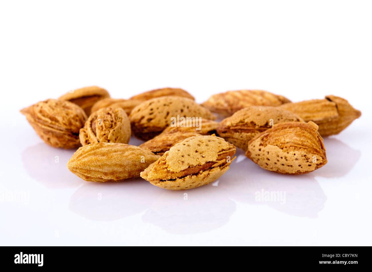 Closeup view of roasted almonds in shell Stock Photo Alamy