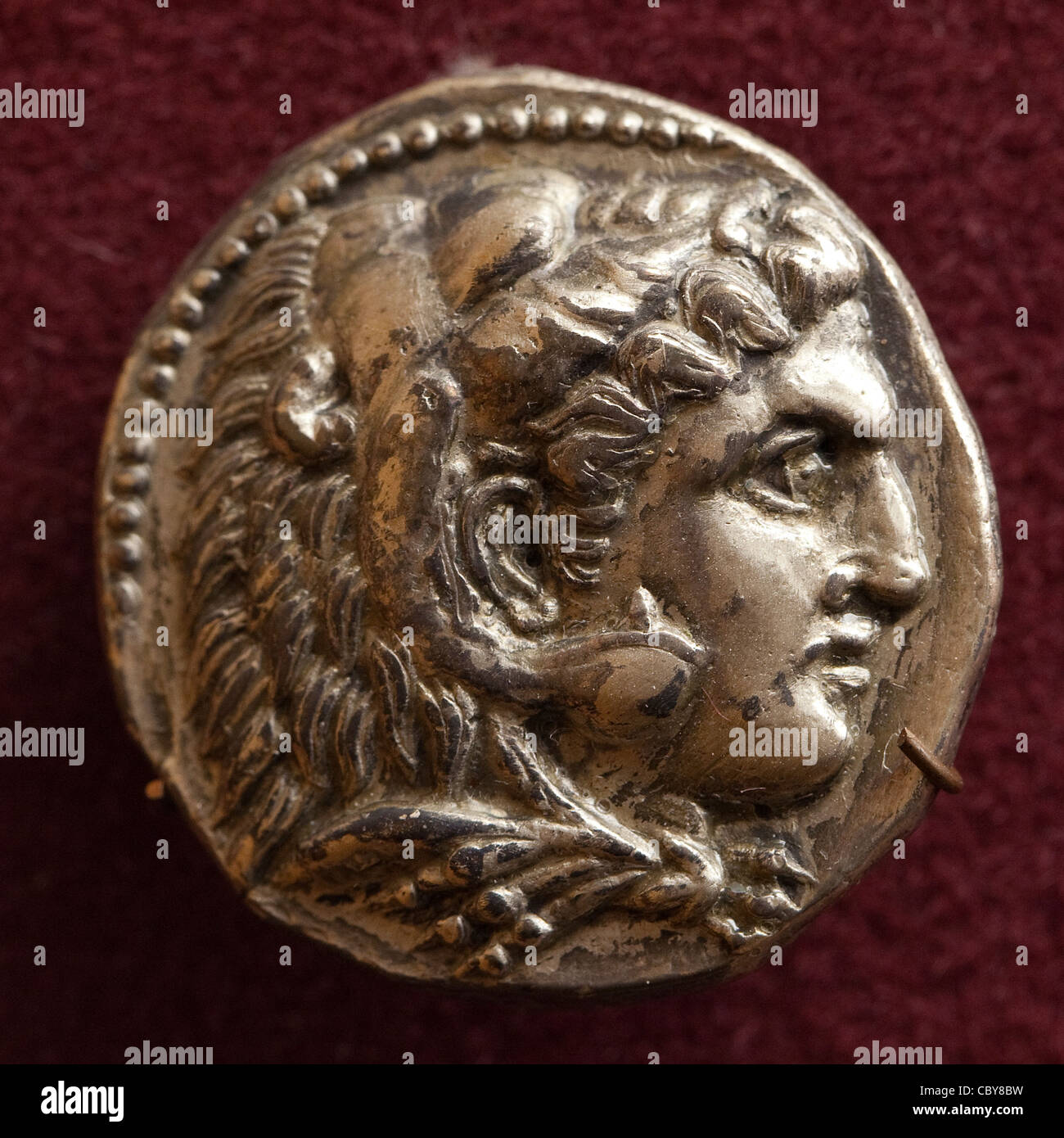 Ancient Greek Coin depicting Alexander the Great 6th century Stock Photo