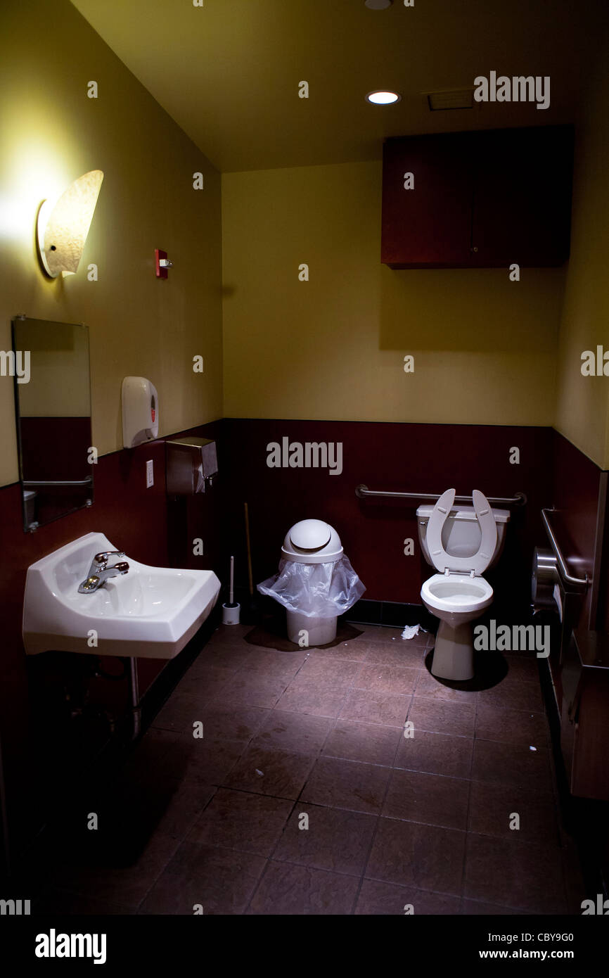 Interior of public toilet, New York, USA Stock Photo