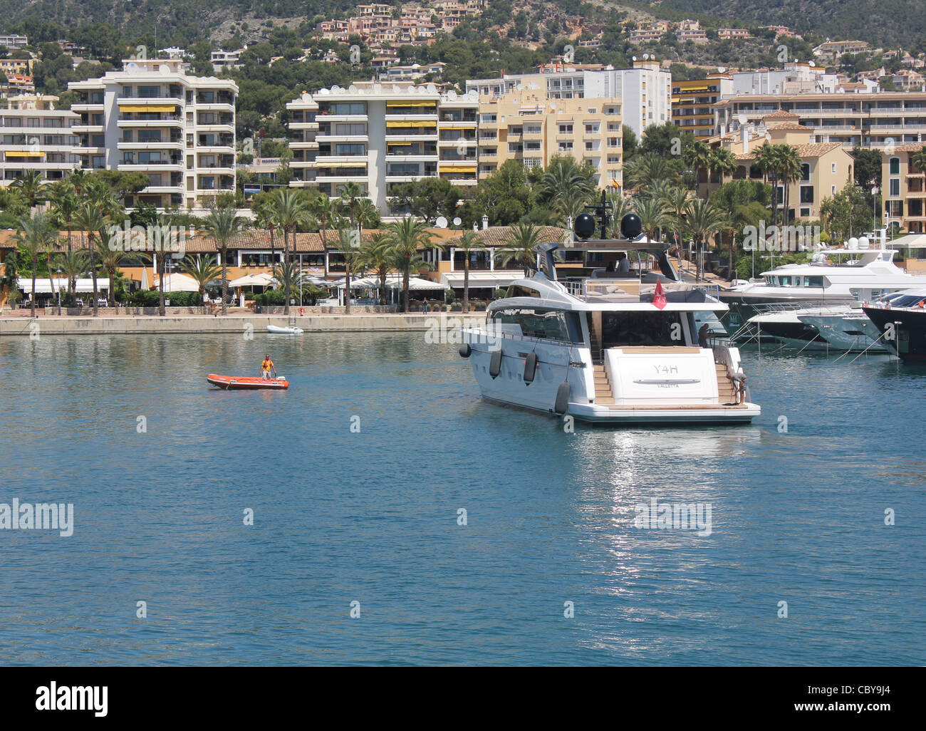 Puerto Portals Marina - view from the flybridge of a luxury SANLORENZO ...