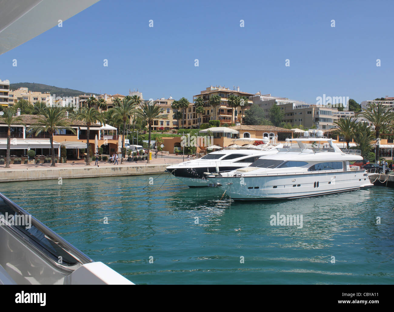 Puerto Portals Marina - view from the flybridge of a luxury SANLORENZO ...