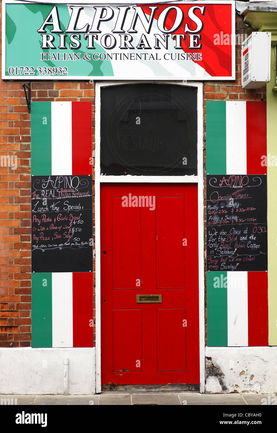 Alpinos Italian restaurant in Salisbury, UK. Stock Photo
