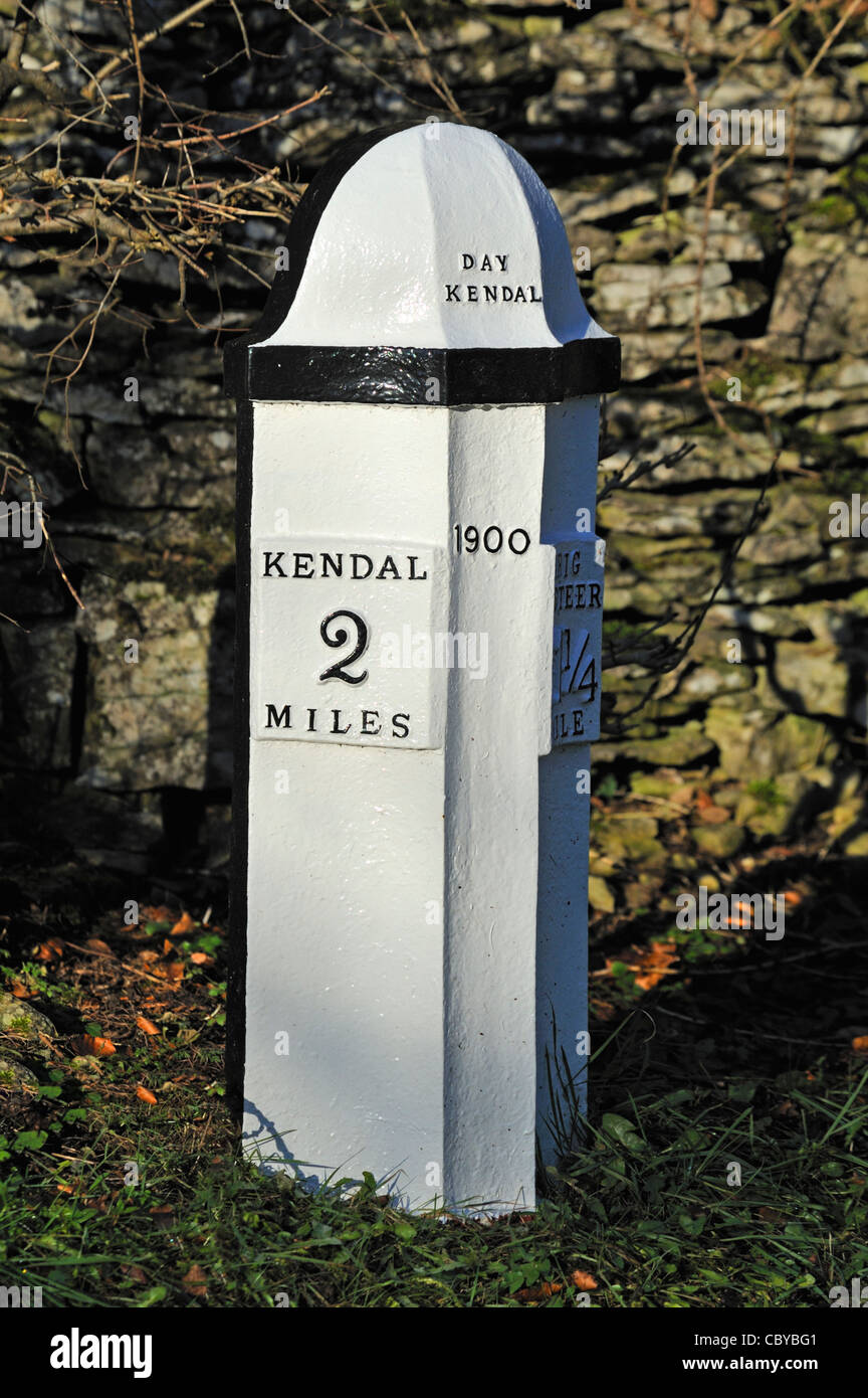 Cast iron milepost. KendalBrigsteer. Brigsteer Road, Kendal, Cumbria