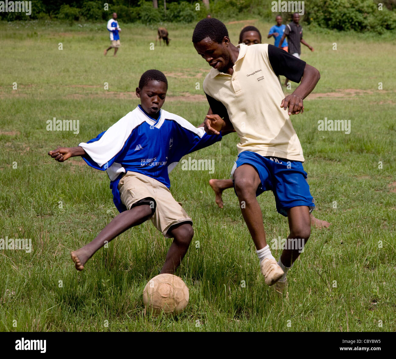 Football match in the Sagalla Hills Kenya between Kizumanzi and Kajire for the Kileva Cup Final Stock Photo