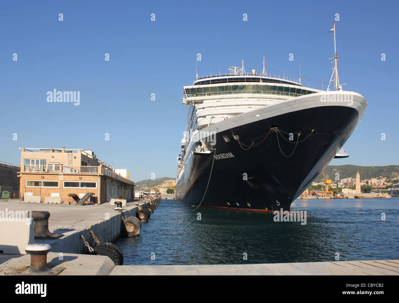 Holland America Line Cruise Ship 'Noordam' - approach onto berth at early morning in the Port of Palma de Mallorca Stock Photo