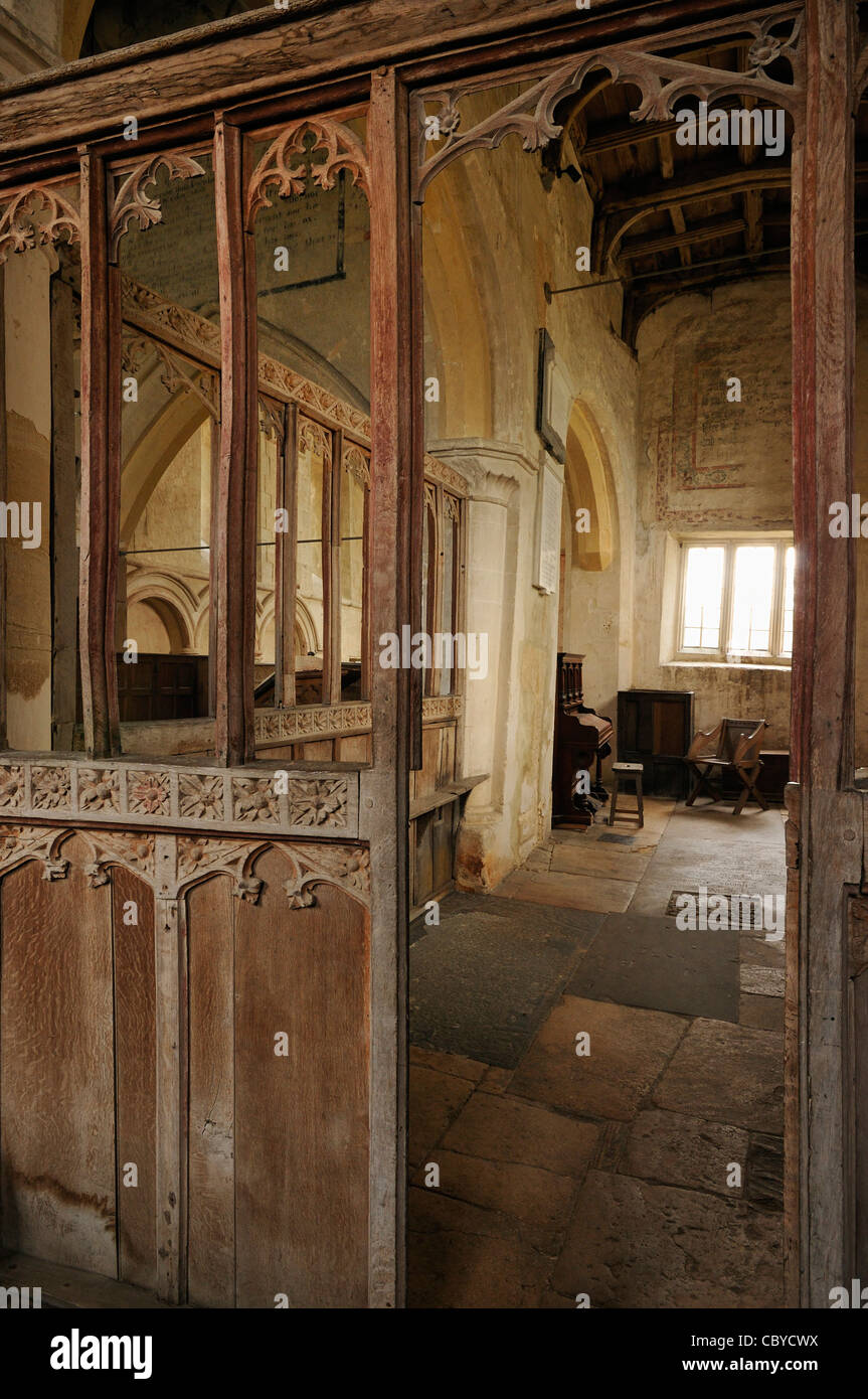 Interior of St. John The Baptist Church, Inglesham 13th centuary church near the River Thames at Lechlade Stock Photo