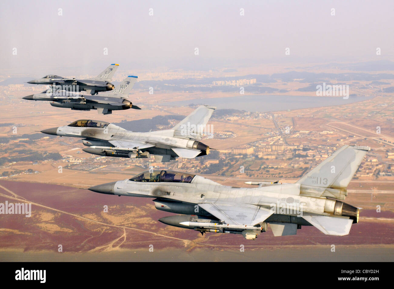 A formation of F-16 Fighting Falcons flies during a U.S. and South Stock  Photo - Alamy