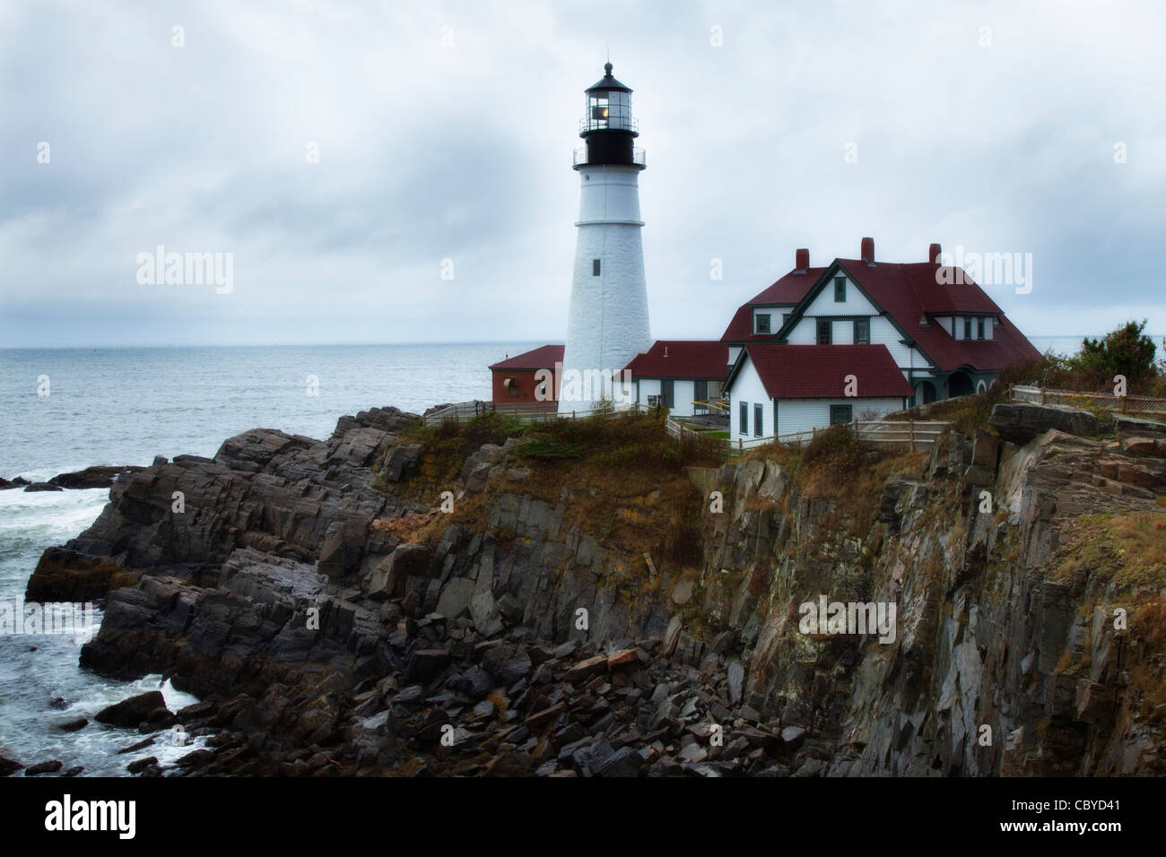 Portland Headlight at Cape Elizabeth, Maine Stock Photo Alamy