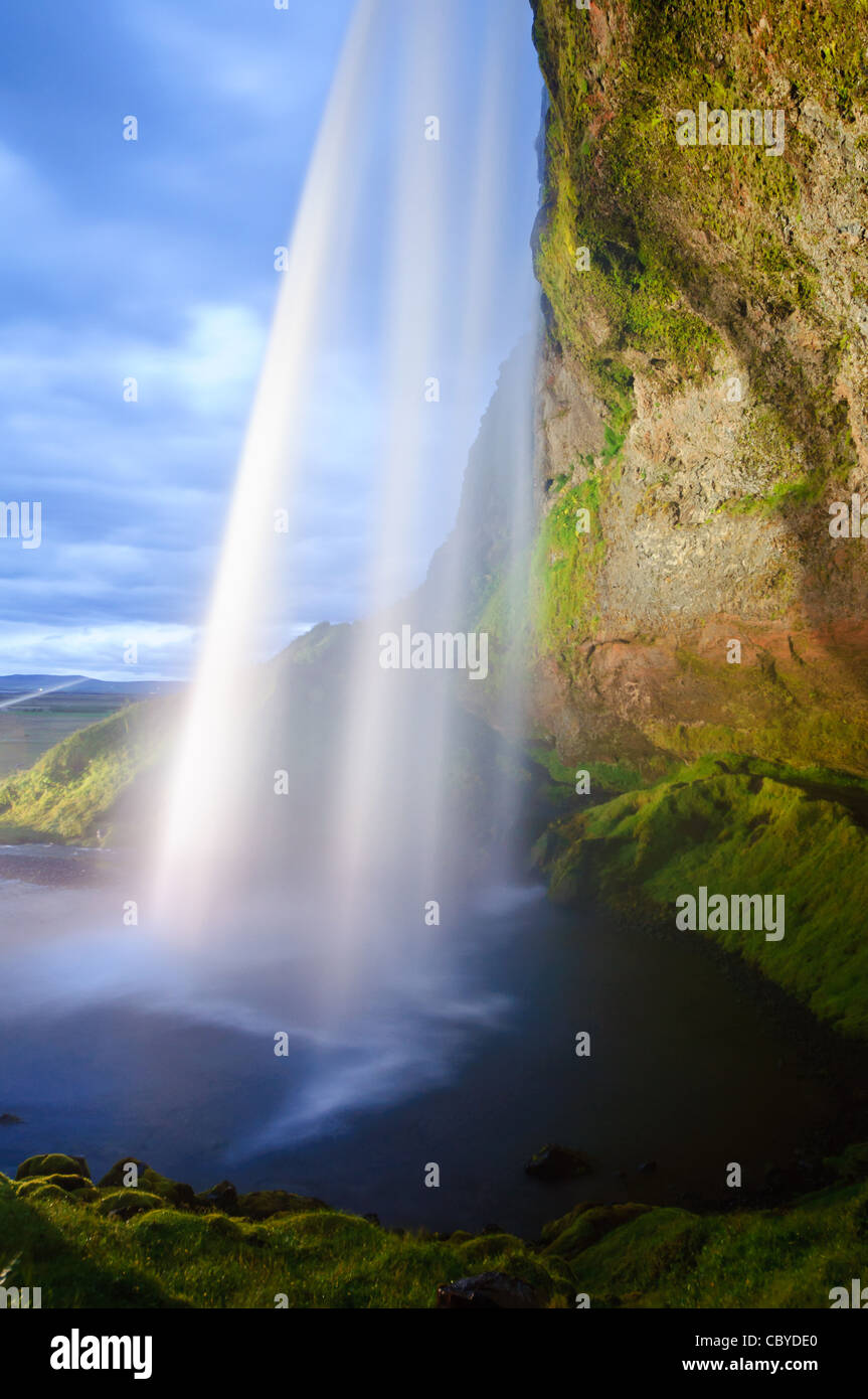 A side-view of Seljalandsfoss, Iceland. Stock Photo