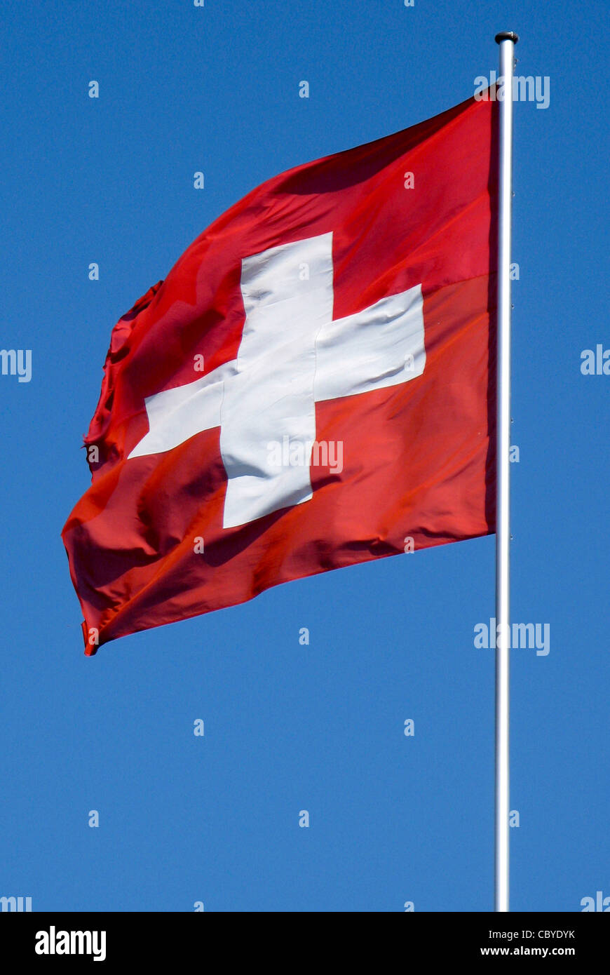National flag of Switzerland. Stock Photo