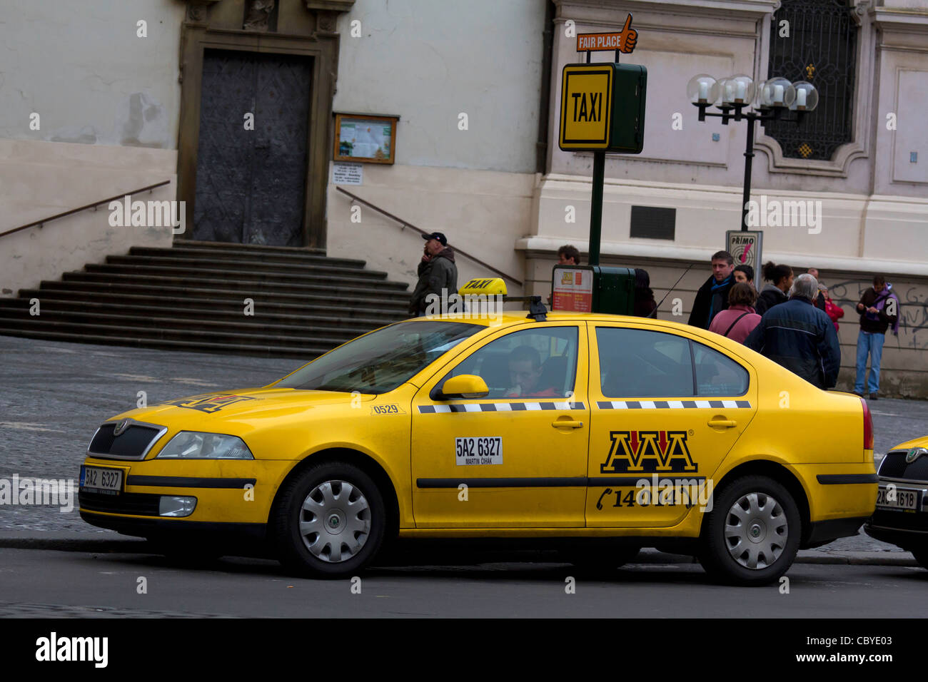 AAA yellow taxi cab taxi, Prague, Czech republic Stock Photo - Alamy