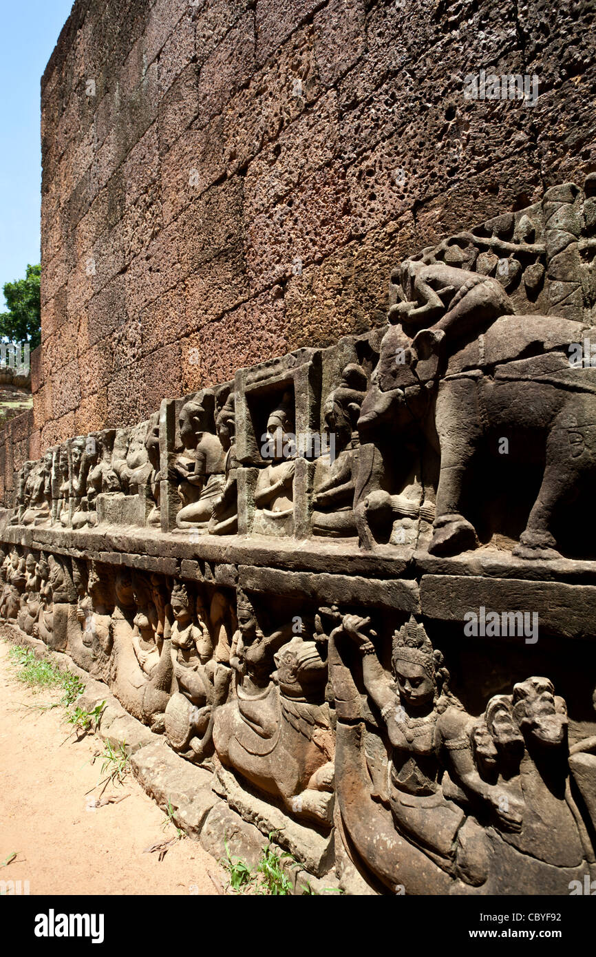 Terrace of the Leper King. Angkor. Cambodia Stock Photo