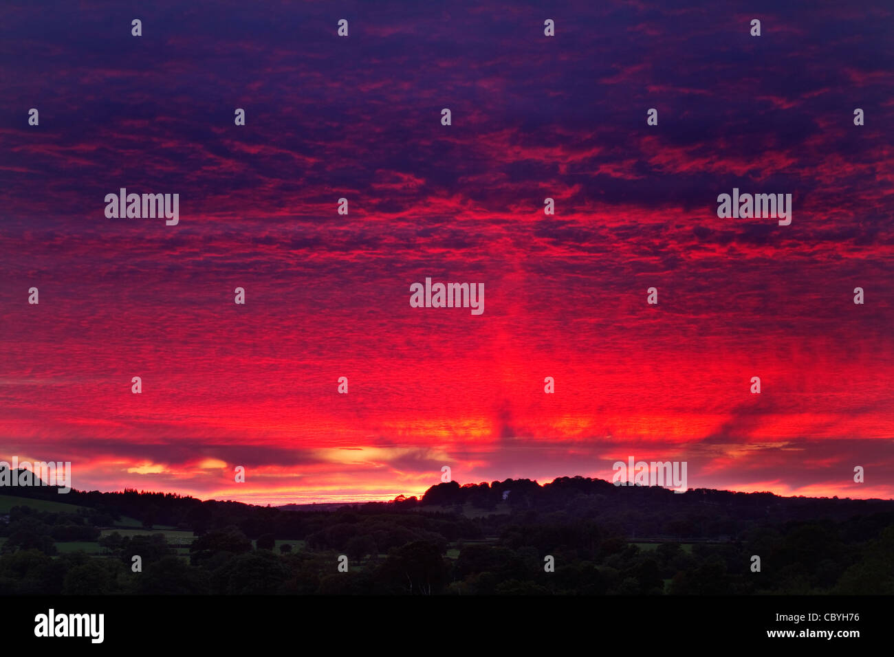 Sunset over the Tamar Valley Stock Photo