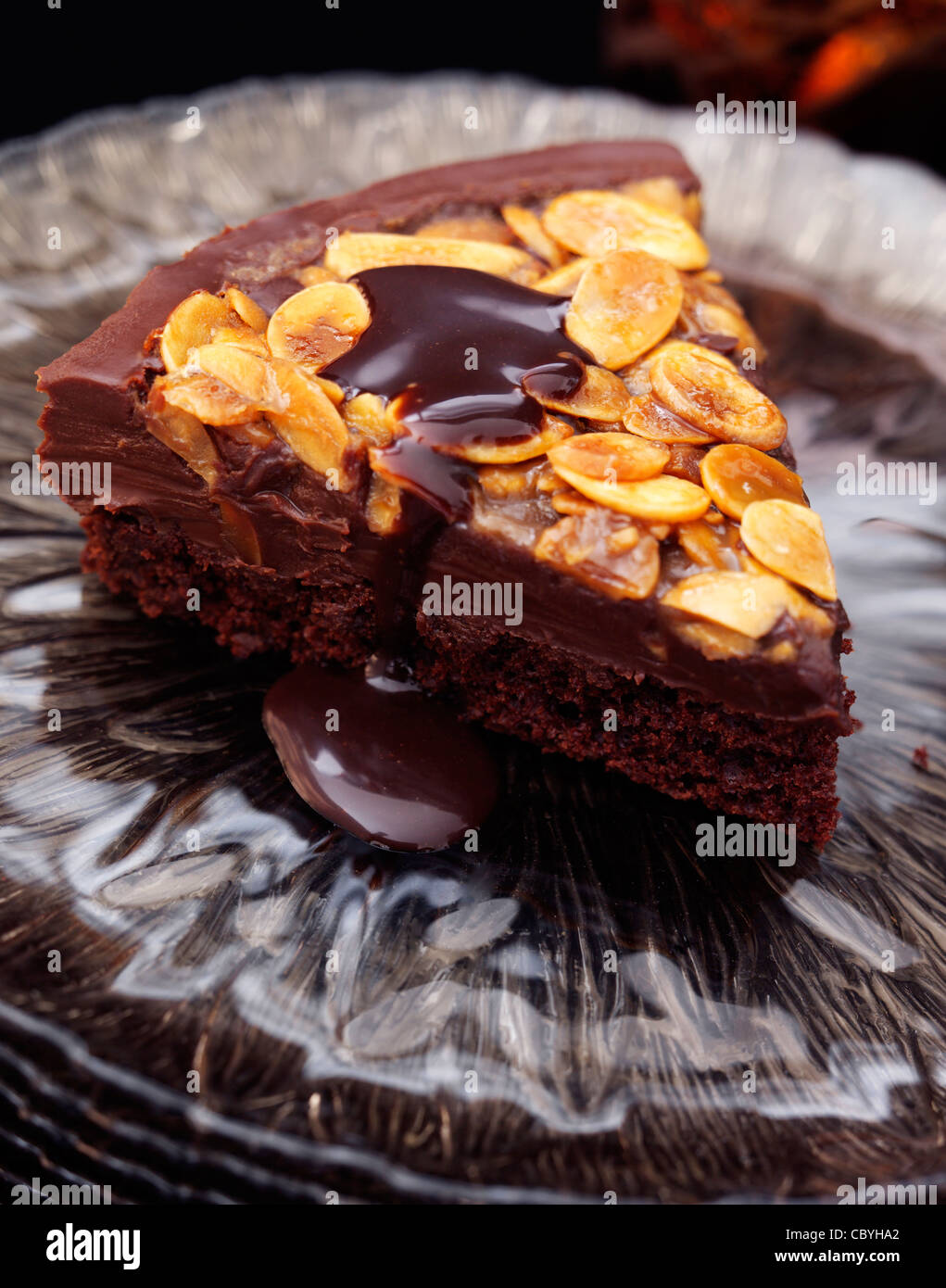 chocolate and almond tart Stock Photo Alamy