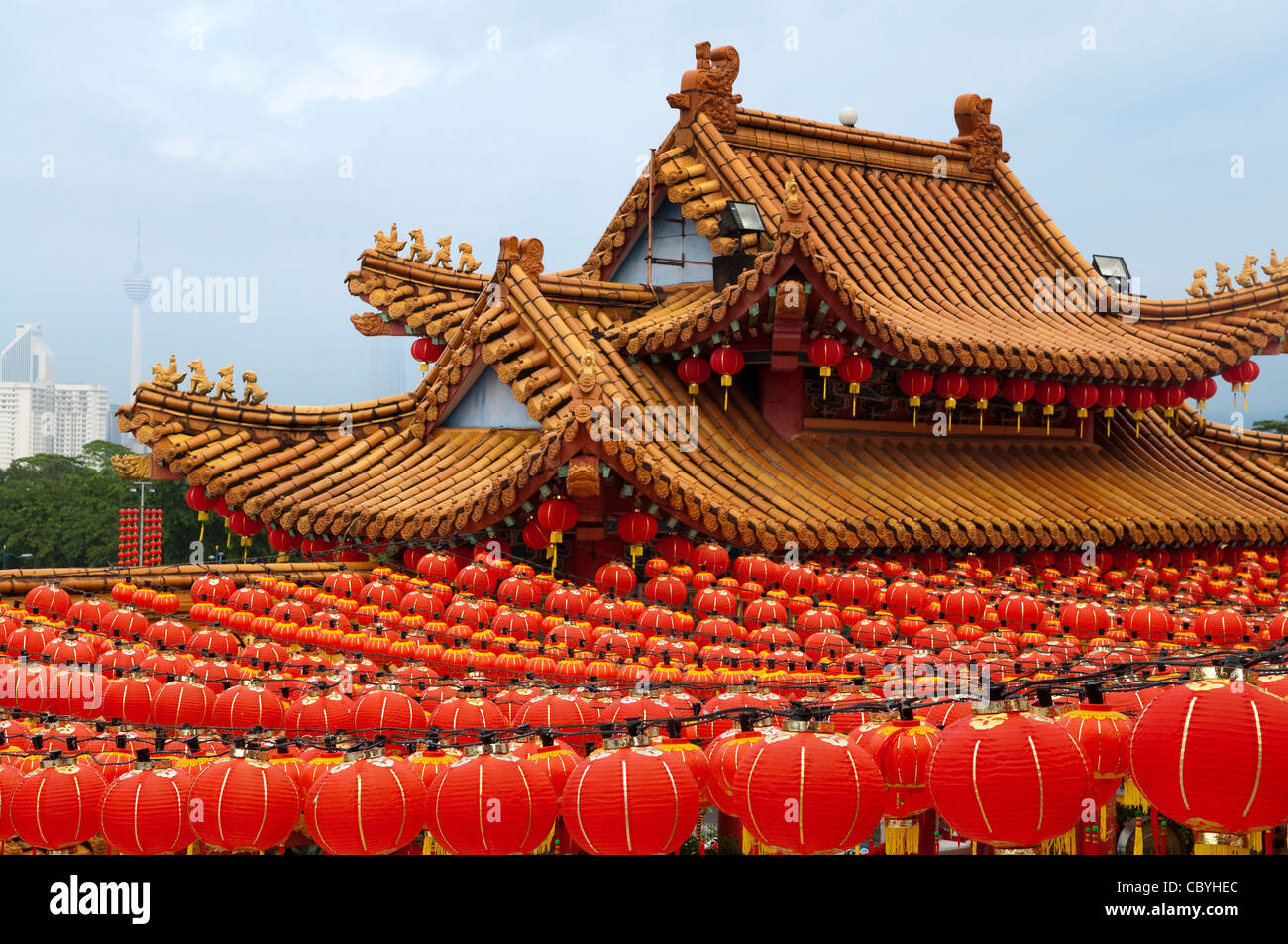 Red Chinese lanterns display, taken at Thean Hou temple during Chinese ...
