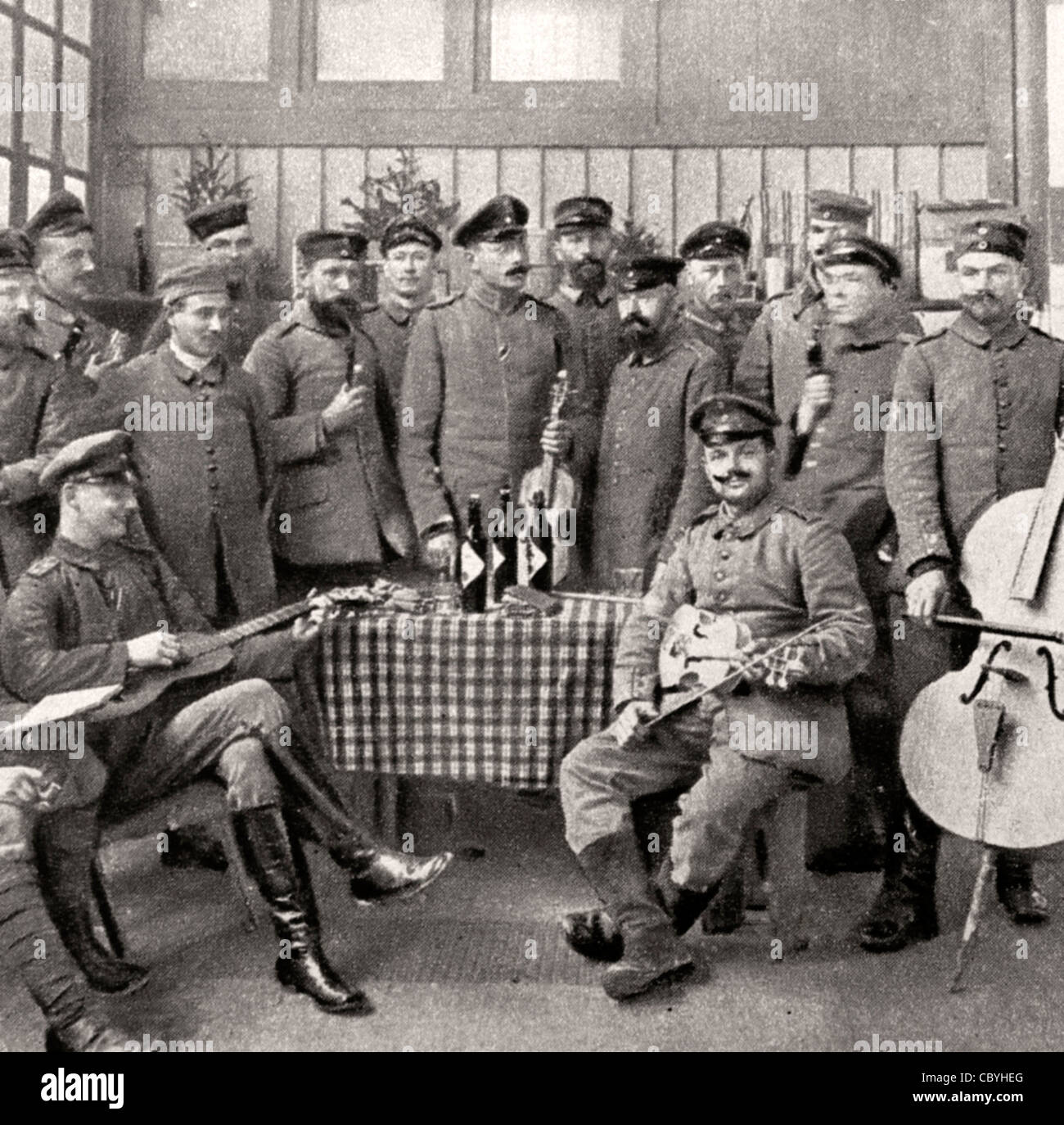 The prisoners orchestra at Romans - German prisoners during World War I - circa 1917 Stock Photo