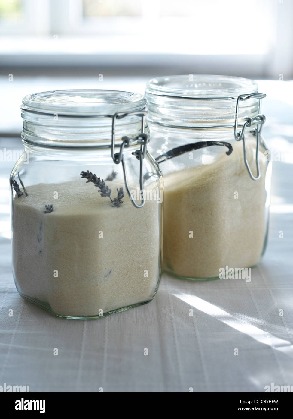 vanilla and lavender sugars Stock Photo