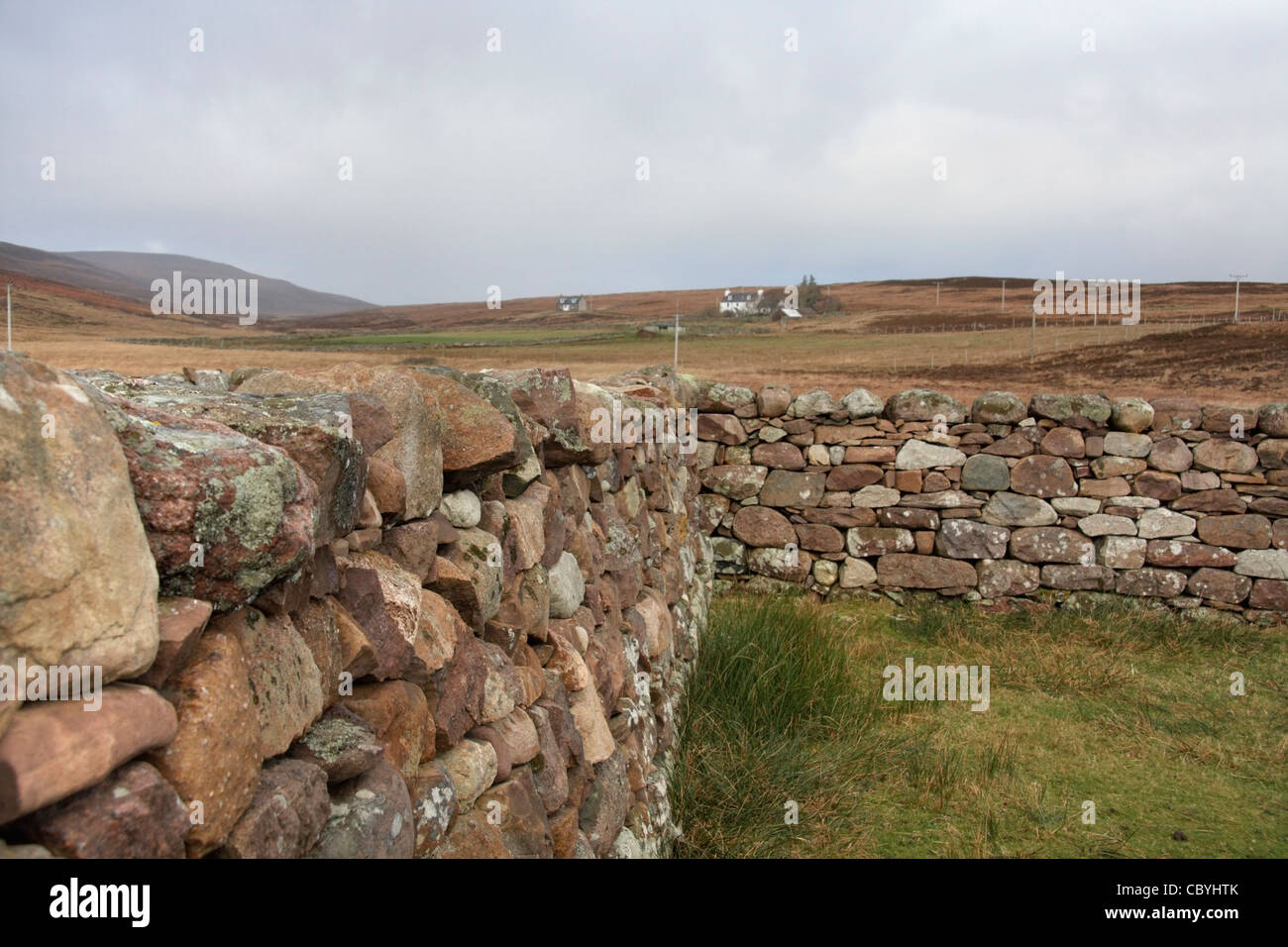 peaceful scenery in Scotland with dry stone wall Stock Photo - Alamy