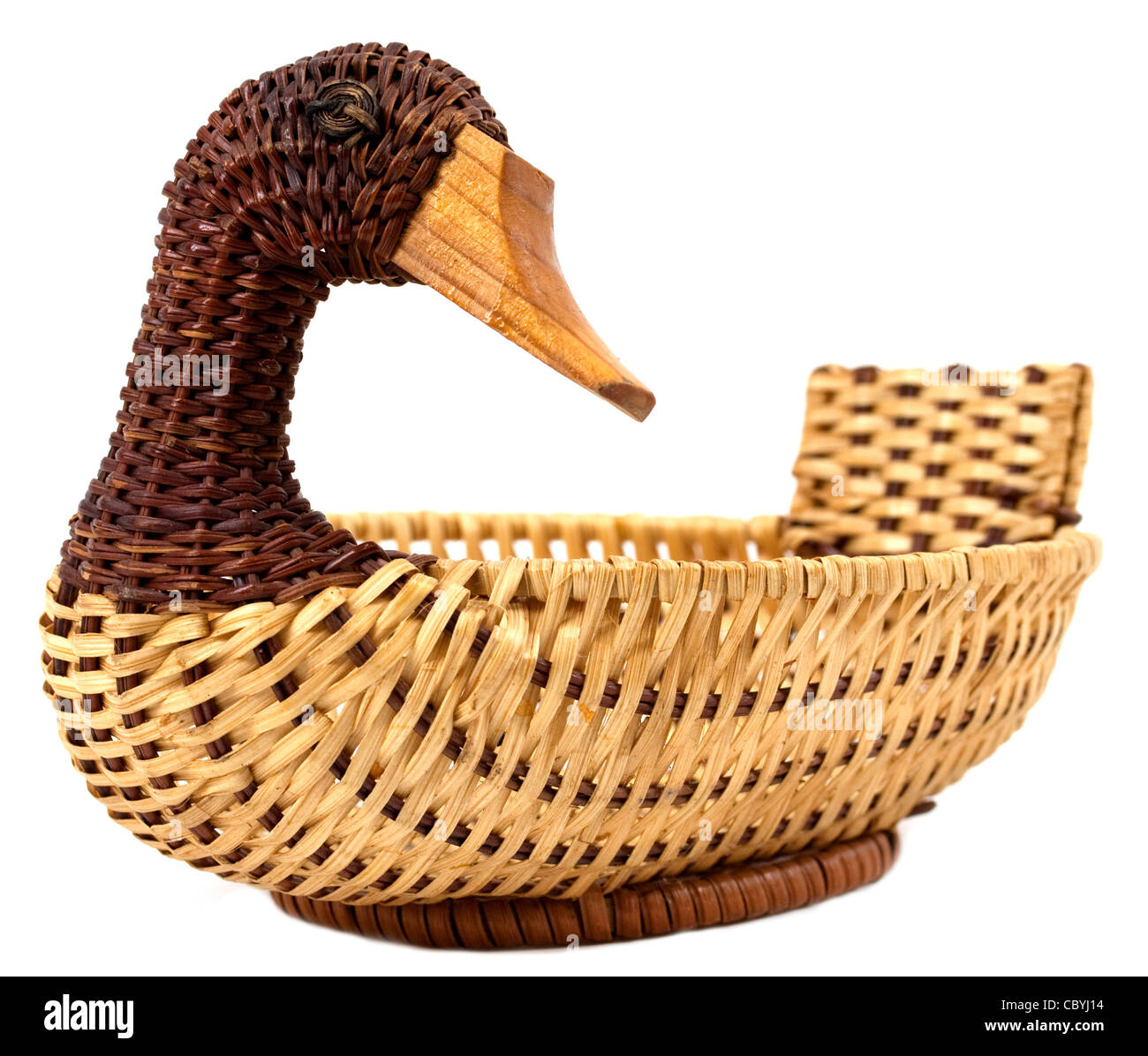 Vintage retro empty duck basket isolated on white background Stock ...