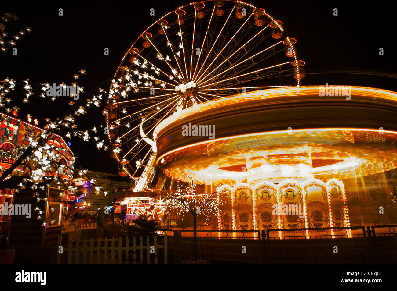 Swansea Winter Wonderland fun fair South Wales UK Stock Photo Alamy