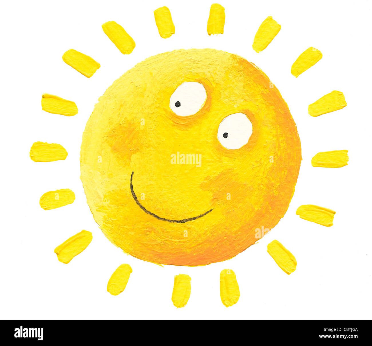 Acrylic illustration of Happy Sun Stock Photo