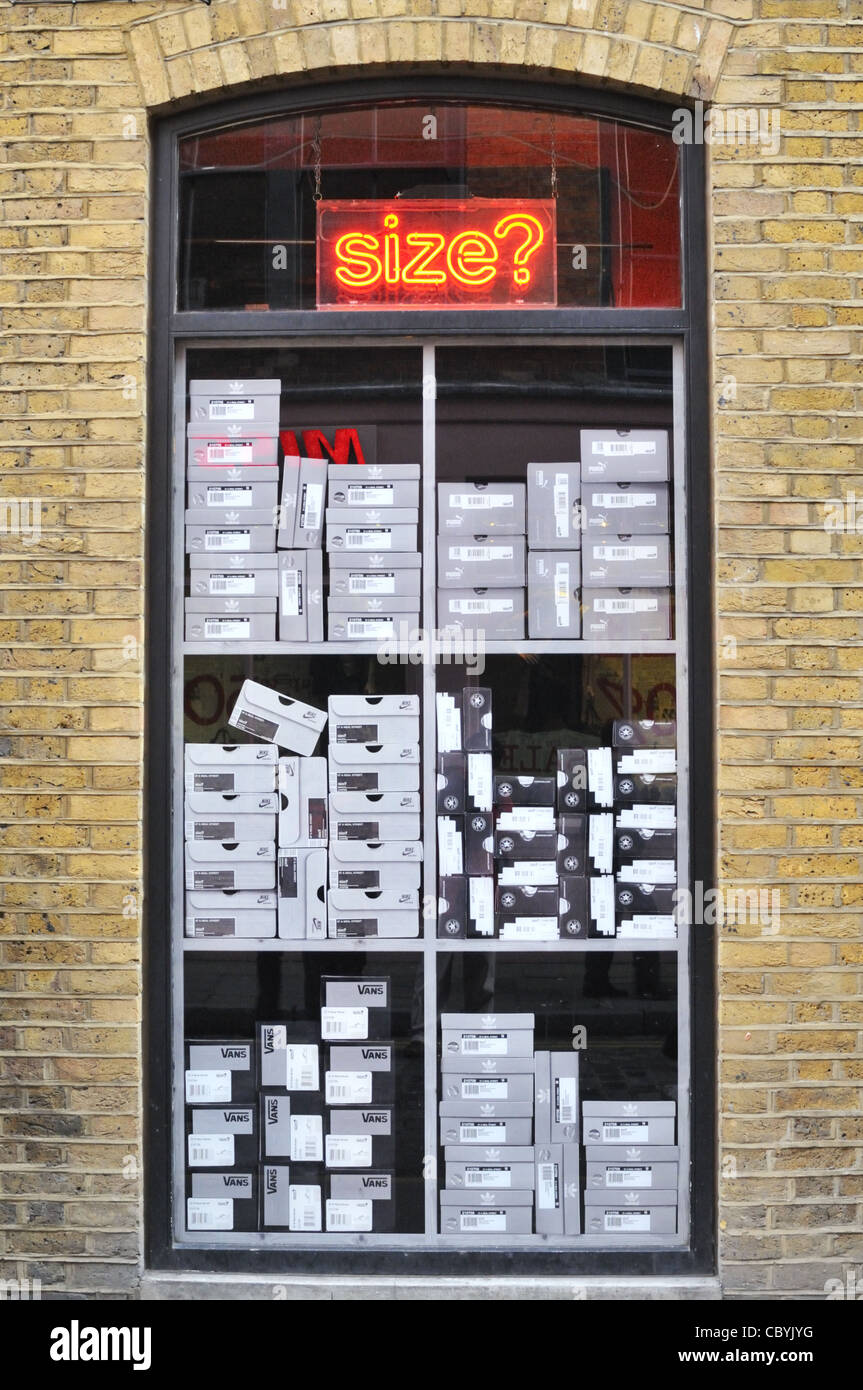 Shoe shop window, Seven dials, Covent Garden, London. Stock Photo