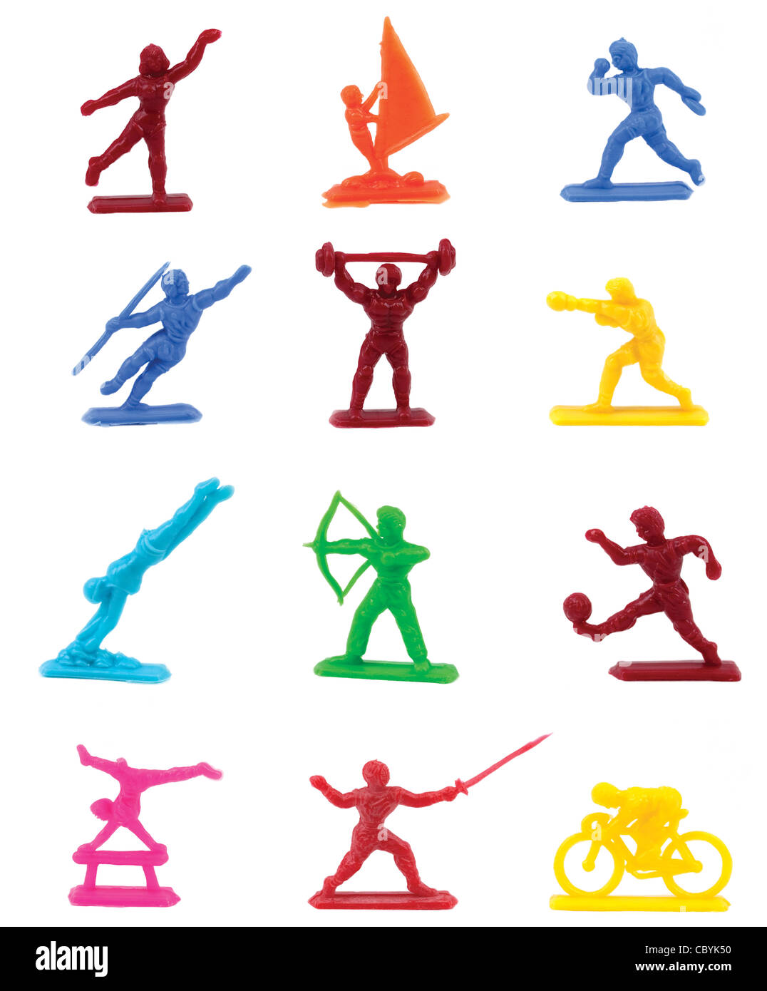 Colorful plastic sport figurines depicting olympic activities Stock