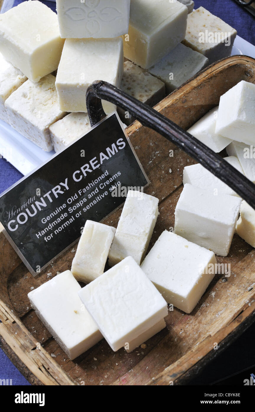 Handmade soap bars on sale at Akaroa market, New Zealand Stock Photo