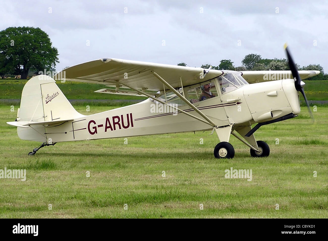Auster A61 Terrier (UK registration G-ARUI) at Keevil Airfield, Wiltshire, England. Stock Photo