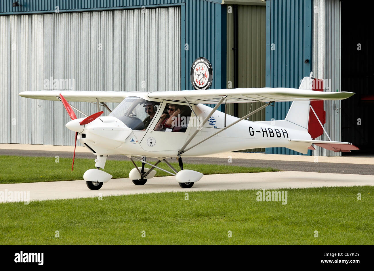 : Ikarus C42 microlight at Kemble Airport Open Weekend. Stock Photo