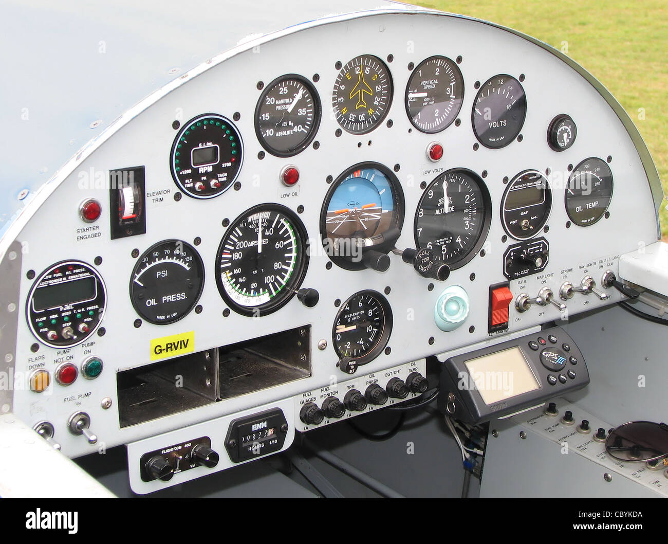 Cockpit of a Van's Aircraft RV-4 (G-RVIV) kit aircraft Stock Photo