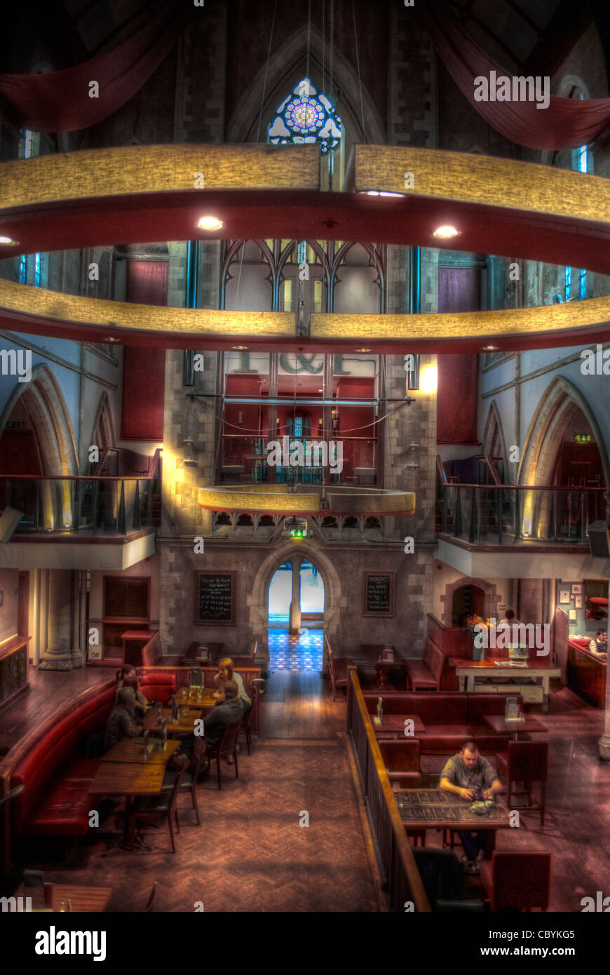 HDR photo of a converted church that is now a top end bar in Nottingham. Stock Photo