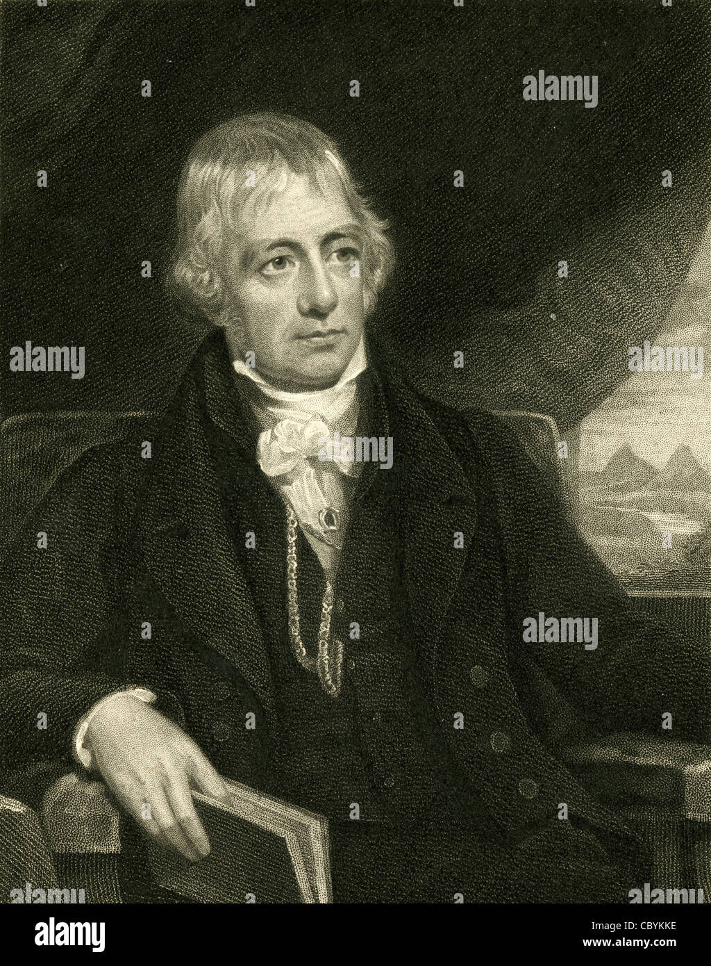 1830 engraving of Sir Walter Scott. Stock Photo